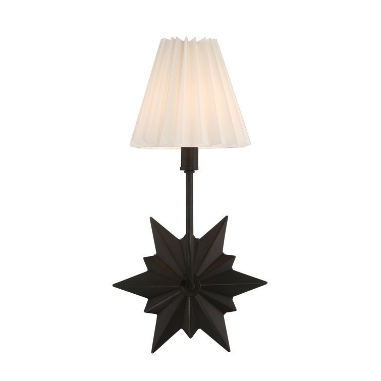 Black Tourmaline 1-Light Sconce with White Pleated Shade