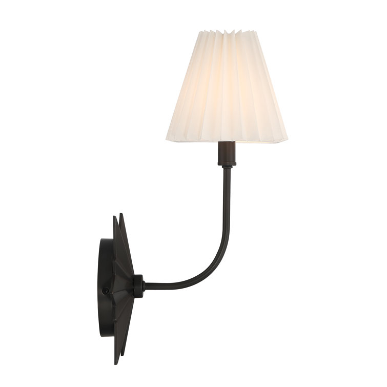 Black Tourmaline 1-Light Sconce with White Pleated Shade