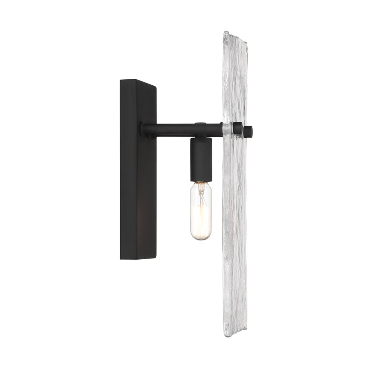 Matte Black Handmade Water Glass 1-Light Sconce