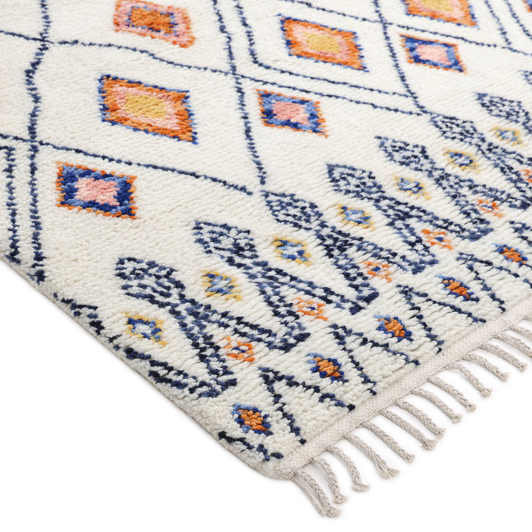Moroccan Heritage Ivory Wool 8' x 10' Hand-Knotted Area Rug