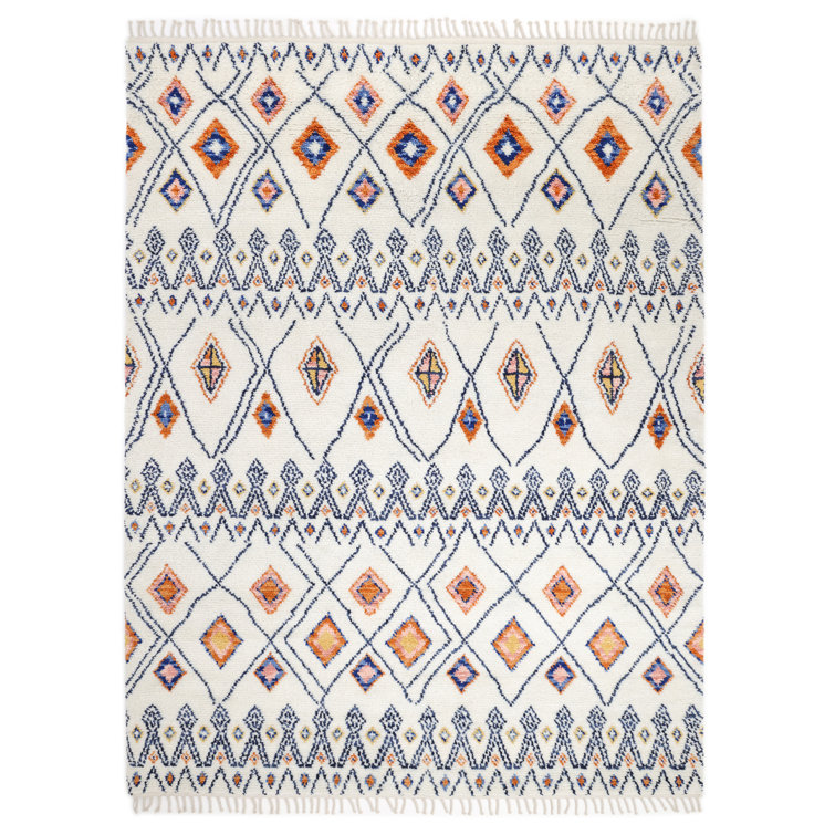Moroccan Heritage Ivory Wool 8' x 10' Hand-Knotted Area Rug