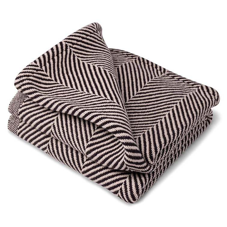 Monhegan Black and White Cotton Herringbone Throw