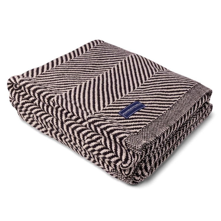 Monhegan Black and White Cotton Herringbone Throw