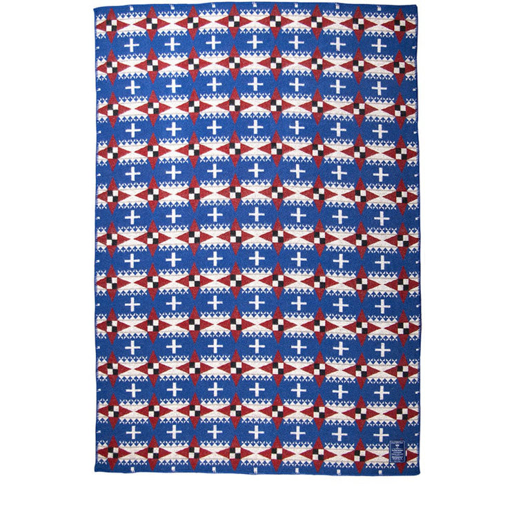 Dyani White Hawk Blue and Red Wool Throw Blanket