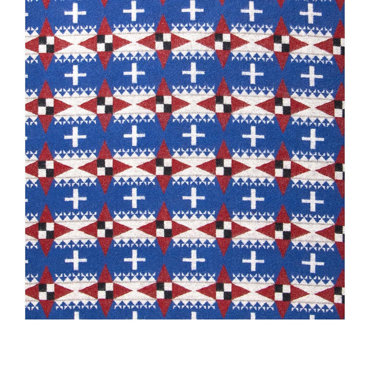 Dyani White Hawk Blue and Red Wool Throw Blanket