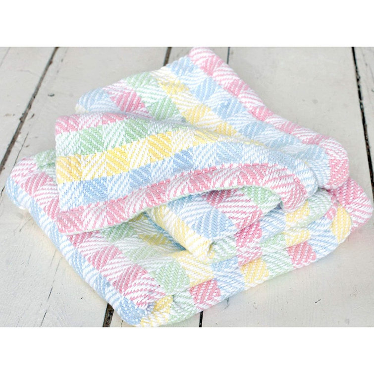 Pastel Rainbow Cotton Knitted Baby Throw Blanket