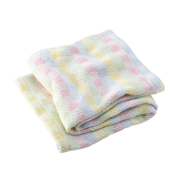 Pastel Rainbow Cotton Knitted Baby Throw Blanket