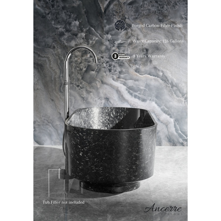 Coesistere 71'' Black Forged Carbon Fiber Freestanding Bathtub