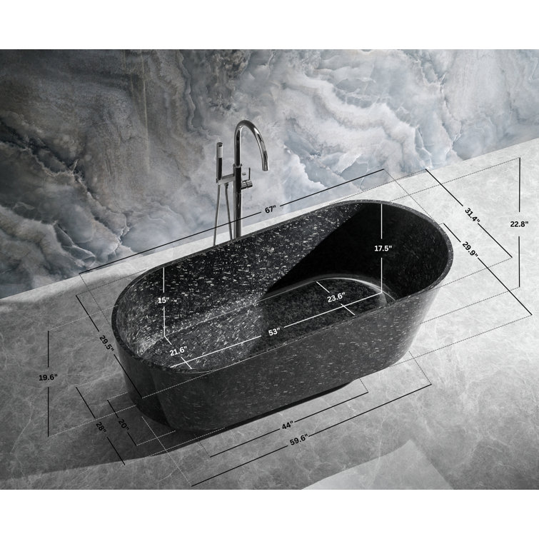 Coesistere 71'' Black Forged Carbon Fiber Freestanding Bathtub