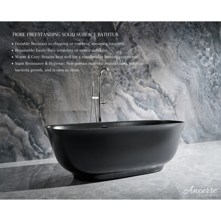 Fiore 67'' Matte Black Acrylic Freestanding Bathtub