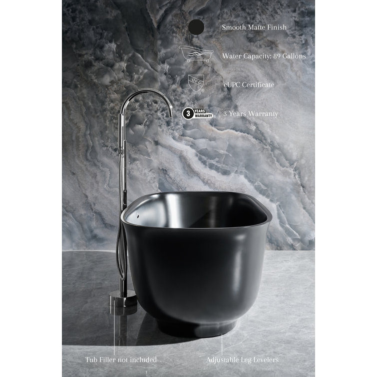 Fiore 67'' Matte Black Acrylic Freestanding Bathtub