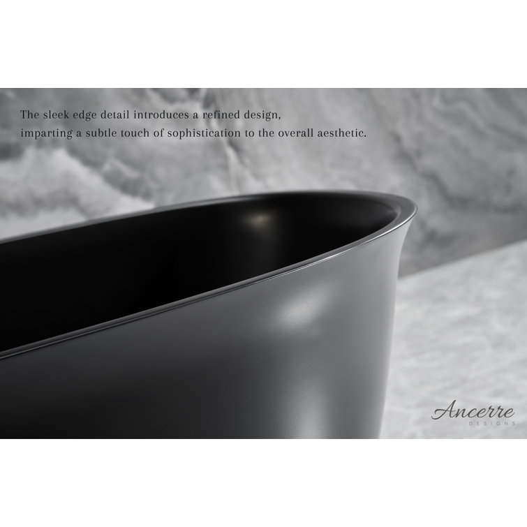 Fiore 67'' Matte Black Acrylic Freestanding Bathtub