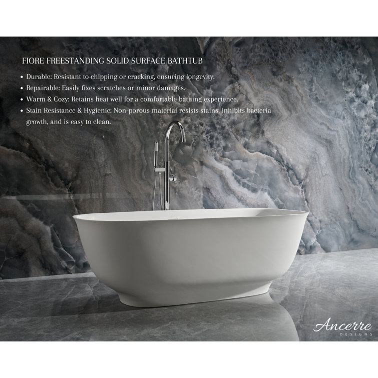 Fiore 67'' Matte White Acrylic Freestanding Bathtub