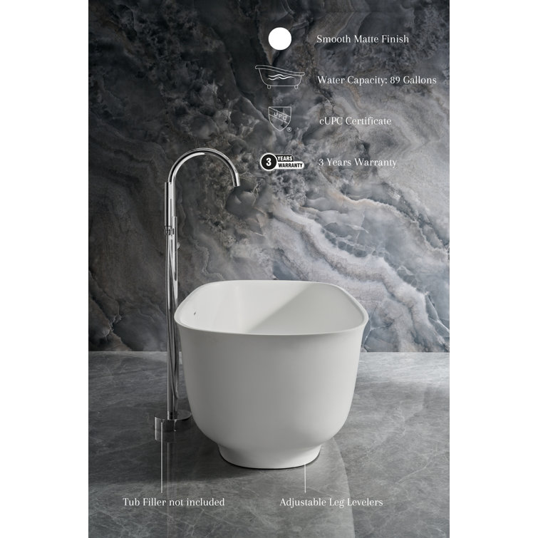 Fiore 67'' Matte White Acrylic Freestanding Bathtub
