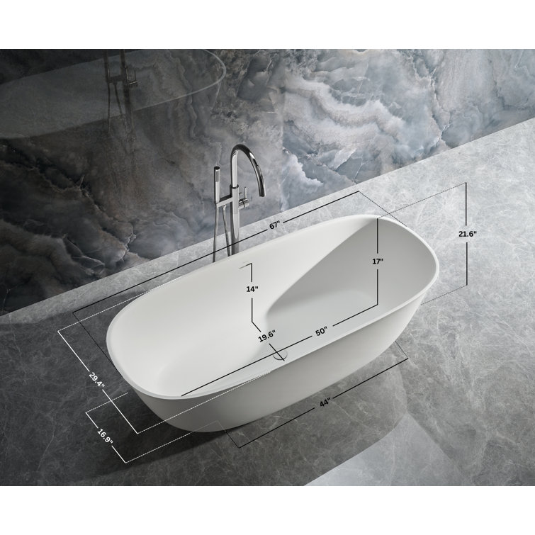 Fiore 67'' Matte White Acrylic Freestanding Bathtub