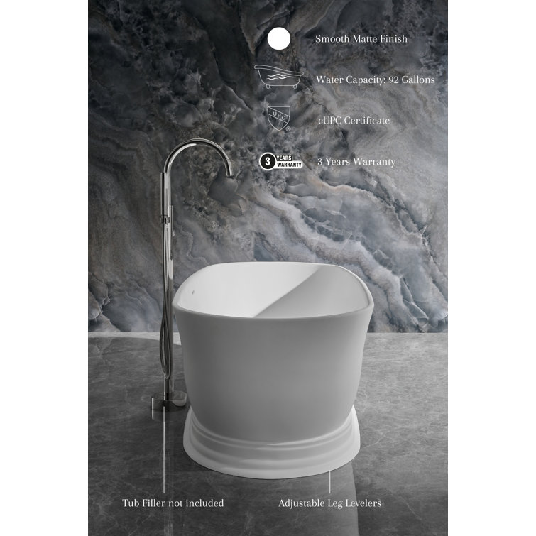 Heritage 70.9'' Matte White Acrylic Freestanding Bathtub