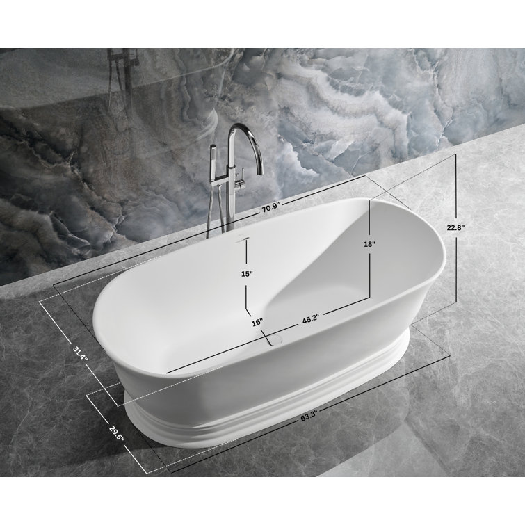 Heritage 70.9'' Matte White Acrylic Freestanding Bathtub