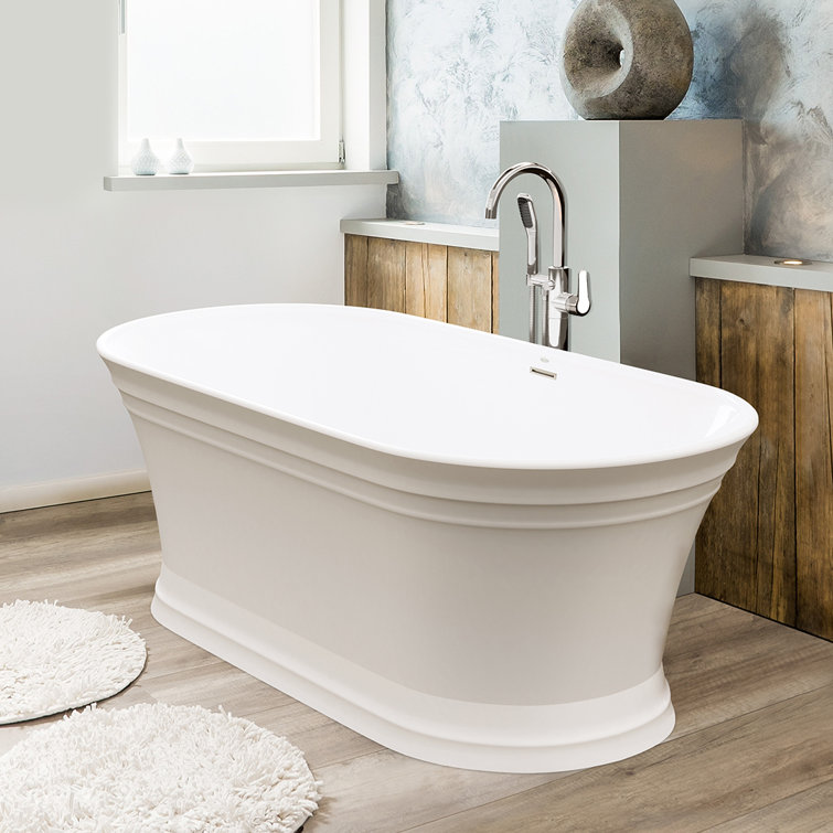 Lyndsay 67" White Acrylic Freestanding Soaking Bathtub