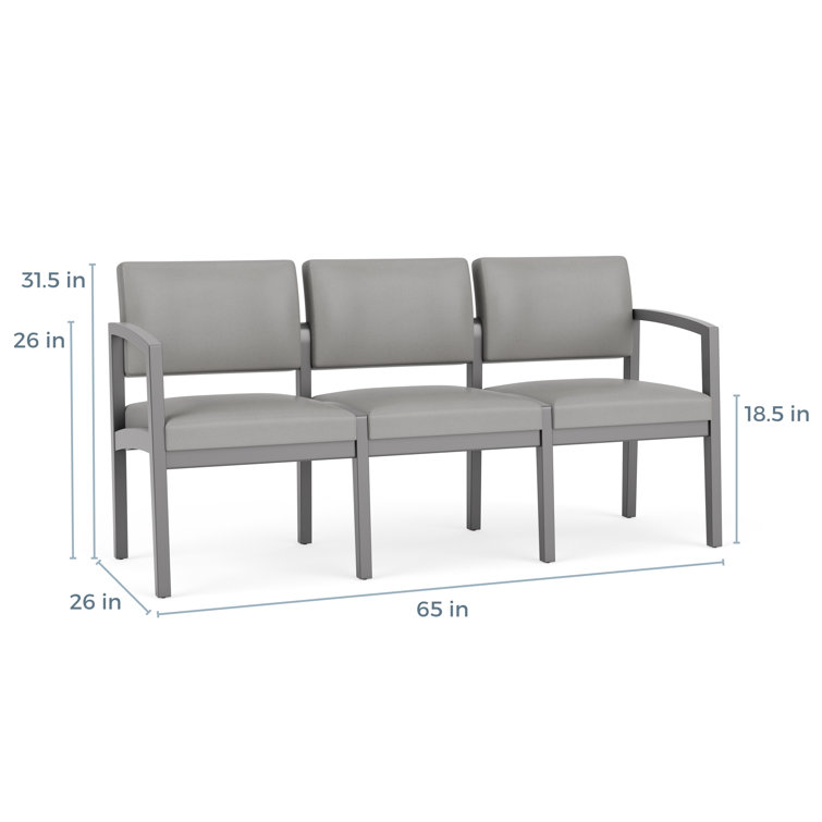 Lenox Natural Wood 3-Seat Reception Bench with Black Cushions