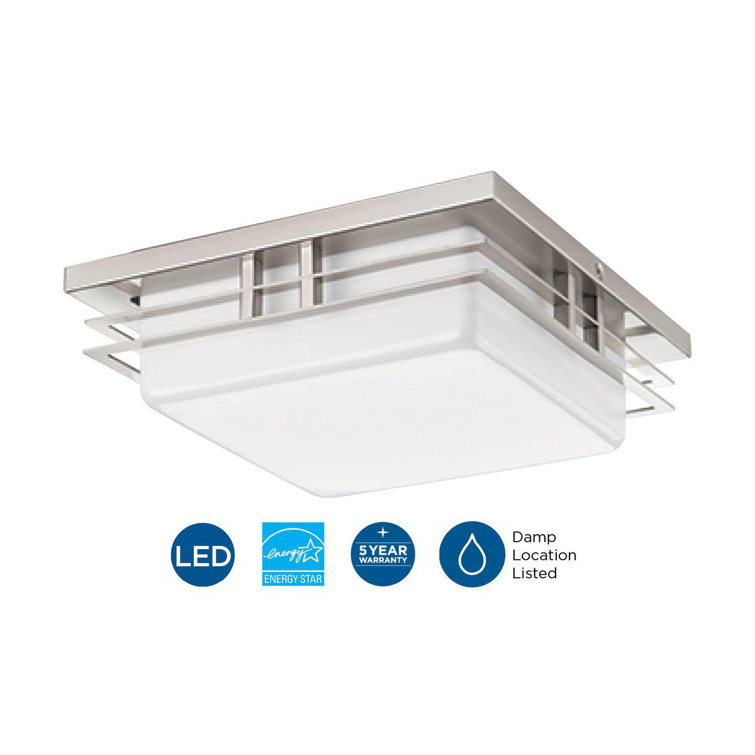 Brushed Nickel 11" LED Flush Mount Light with Glass Shade