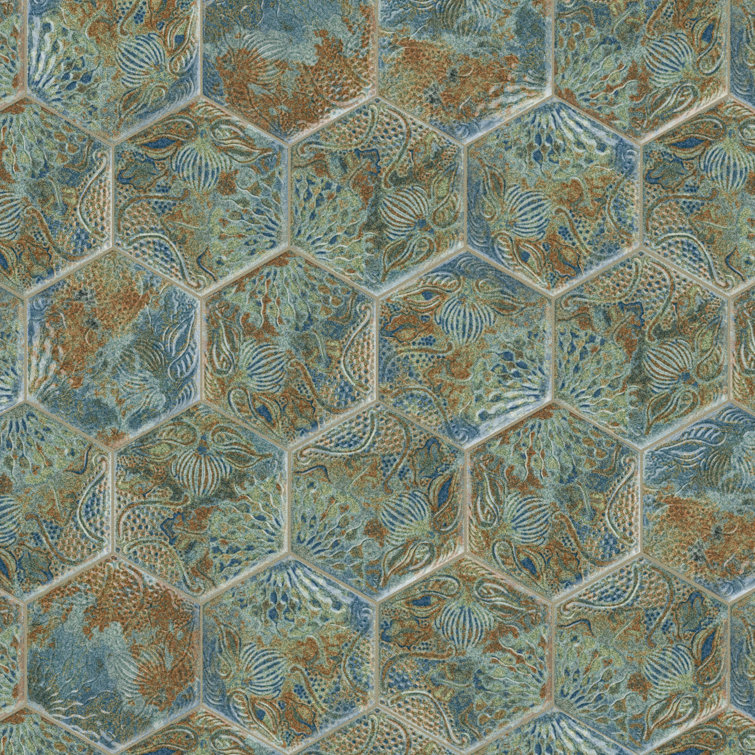Gaudi Ocean Hexagon Porcelain Wall and Floor Tile