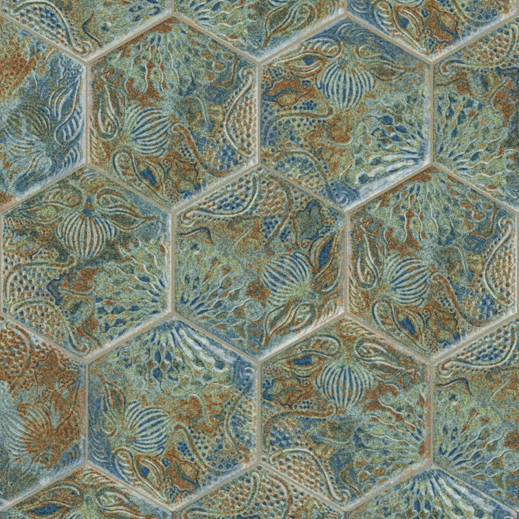 Gaudi Ocean Hexagon Porcelain Wall and Floor Tile