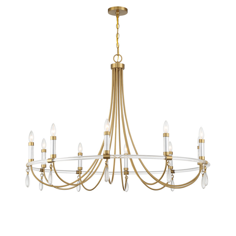 Mayfair 10-Light Warm Brass and Chrome Crystal Chandelier