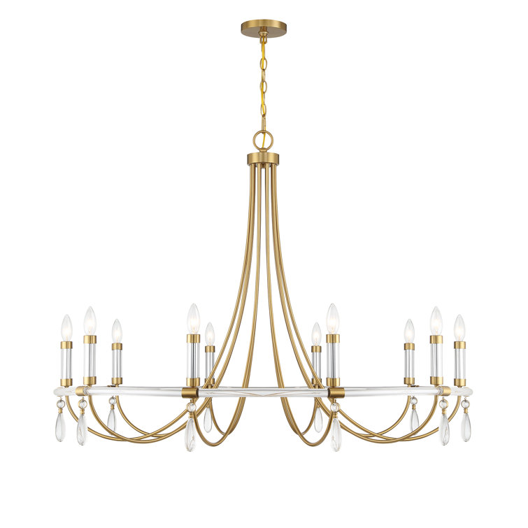 Mayfair 10-Light Warm Brass and Chrome Crystal Chandelier