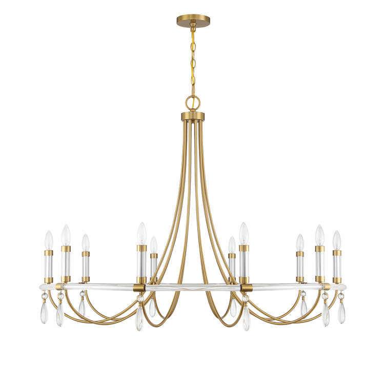 Mayfair 10-Light Warm Brass and Chrome Crystal Chandelier