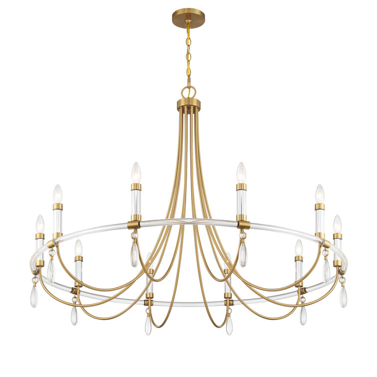 Mayfair 10-Light Warm Brass and Chrome Crystal Chandelier