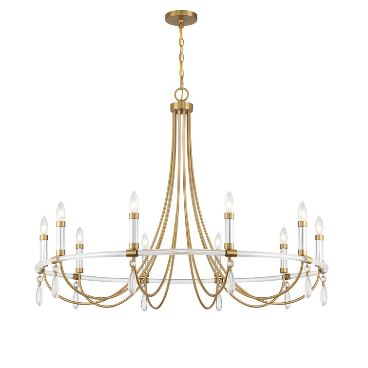 Mayfair 10-Light Warm Brass and Chrome Crystal Chandelier