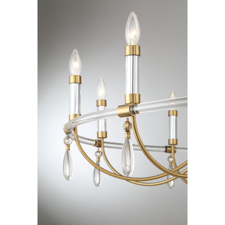 Mayfair 10-Light Warm Brass and Chrome Crystal Chandelier