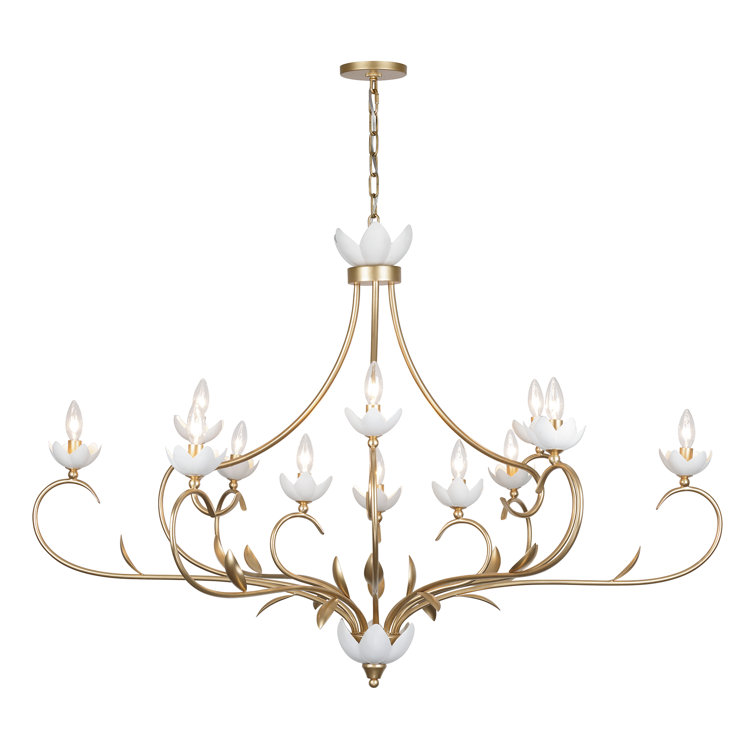 Muse 12-Light French Gold and White Cashmere Chandelier