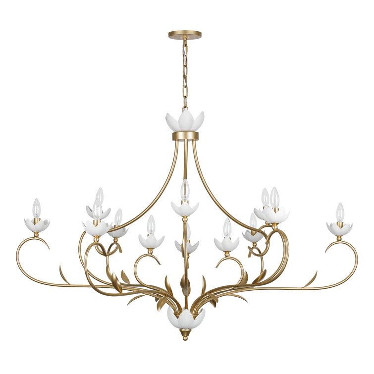 Muse 12-Light French Gold and White Cashmere Chandelier