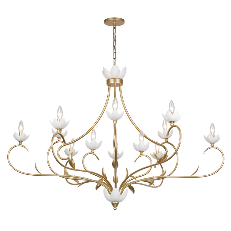 Muse 12-Light French Gold and White Cashmere Chandelier