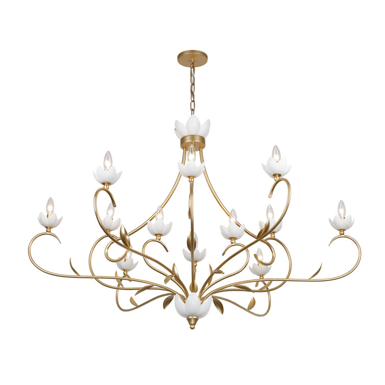 Muse 12-Light French Gold and White Cashmere Chandelier