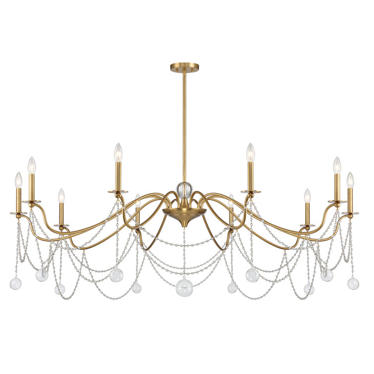 Mariposa Warm Brass 10-Light Chandelier with Crystal Beads