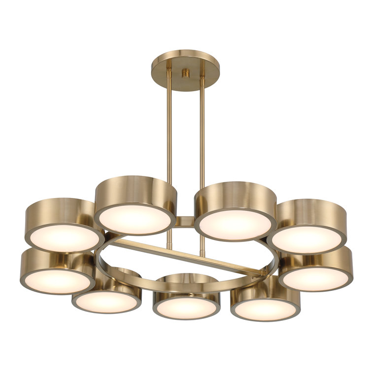 Noble Brass and Crystal 9-Light LED Chandelier