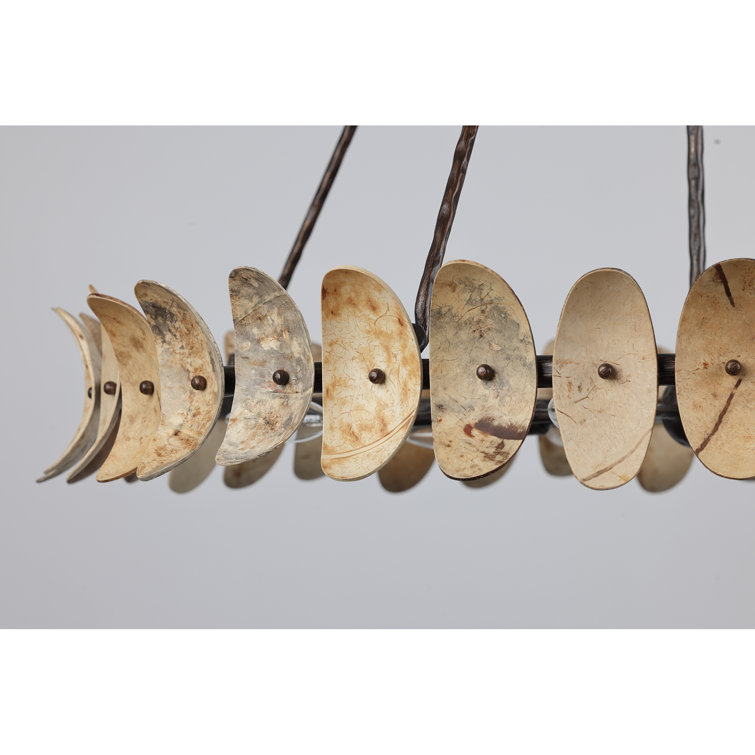 Natural Champagne Mist 8-Light Coconut Shell Chandelier