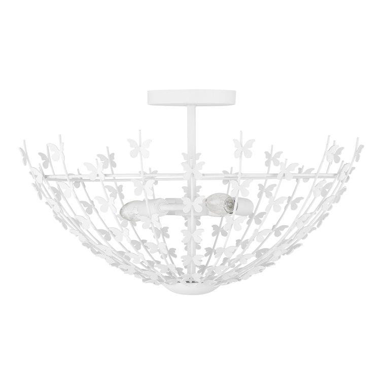 Bisque White Butterfly 3-Light Bowl Ceiling Light