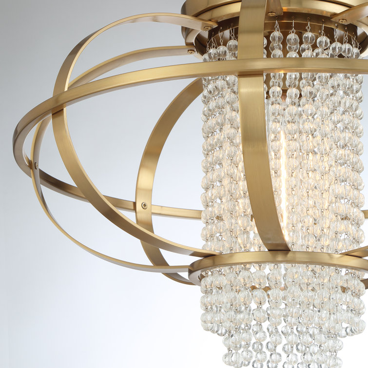 Warm Brass and Crystal 1-Light Flush Mount Ceiling Fixture