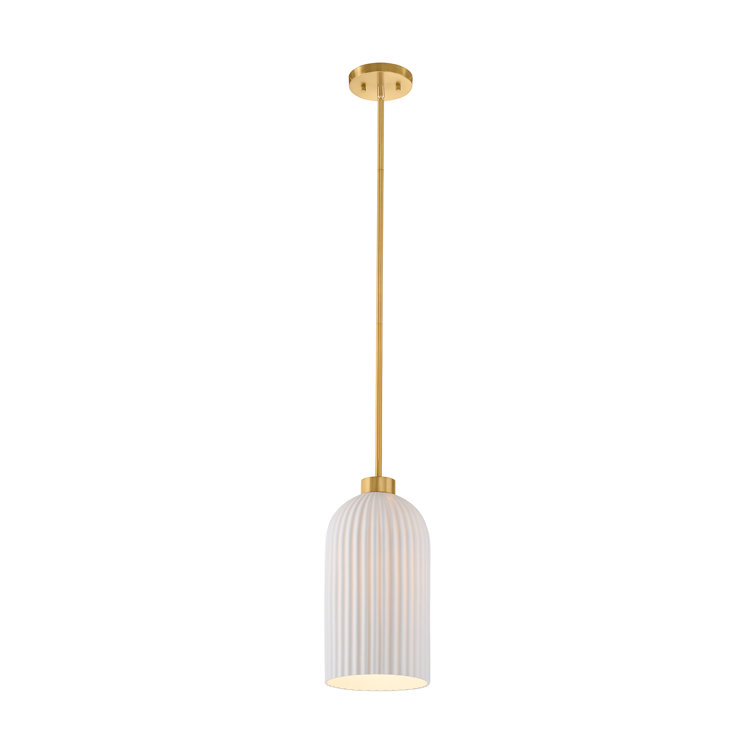 Isla Blanca Warm Brass Pendant with White Porcelain Shade