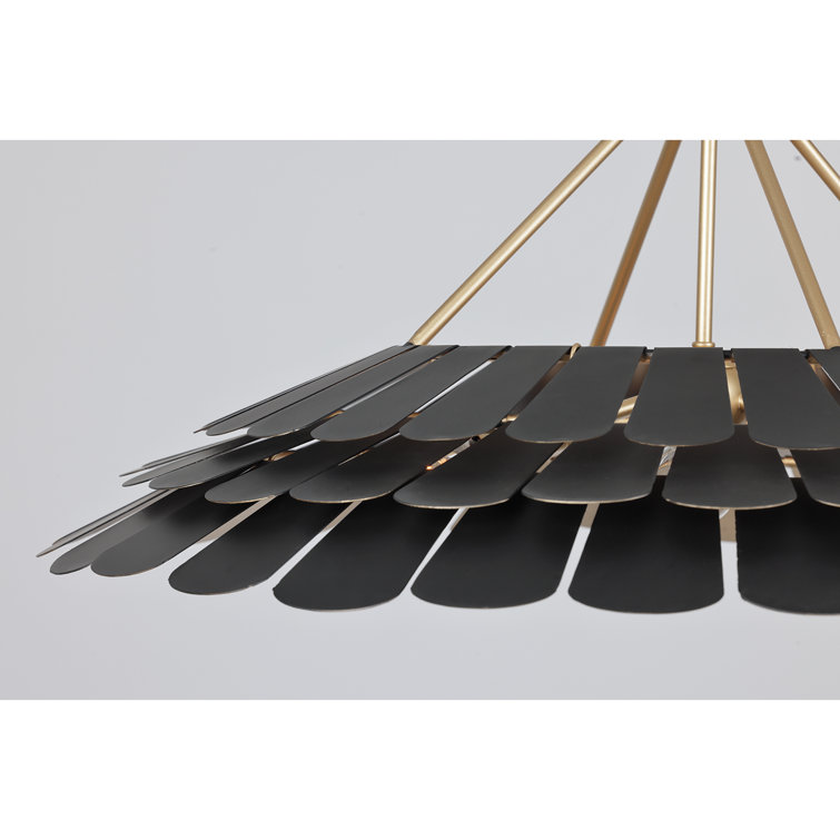 Midnight Black and Gold 6-Light Metal Dome Pendant
