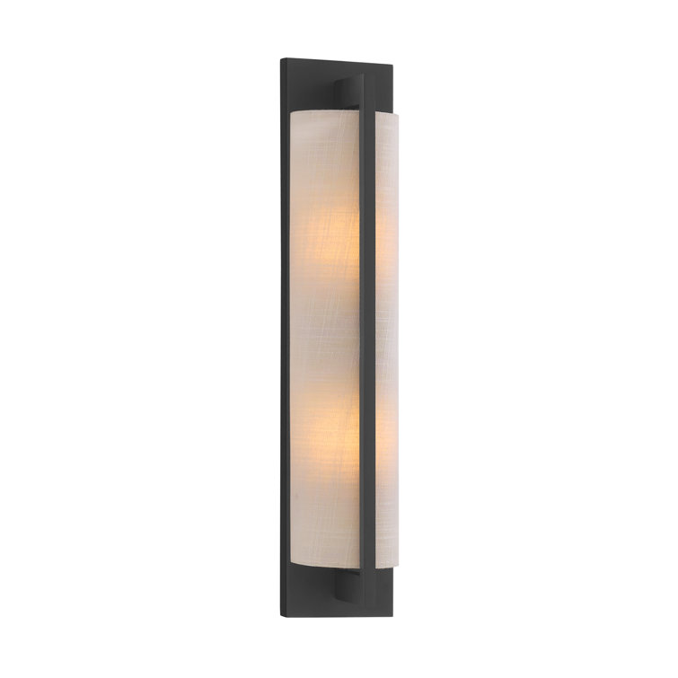 Matte Black and White Fabric 2-Light Dimmable Sconce