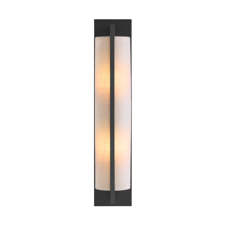 Matte Black and White Fabric 2-Light Dimmable Sconce