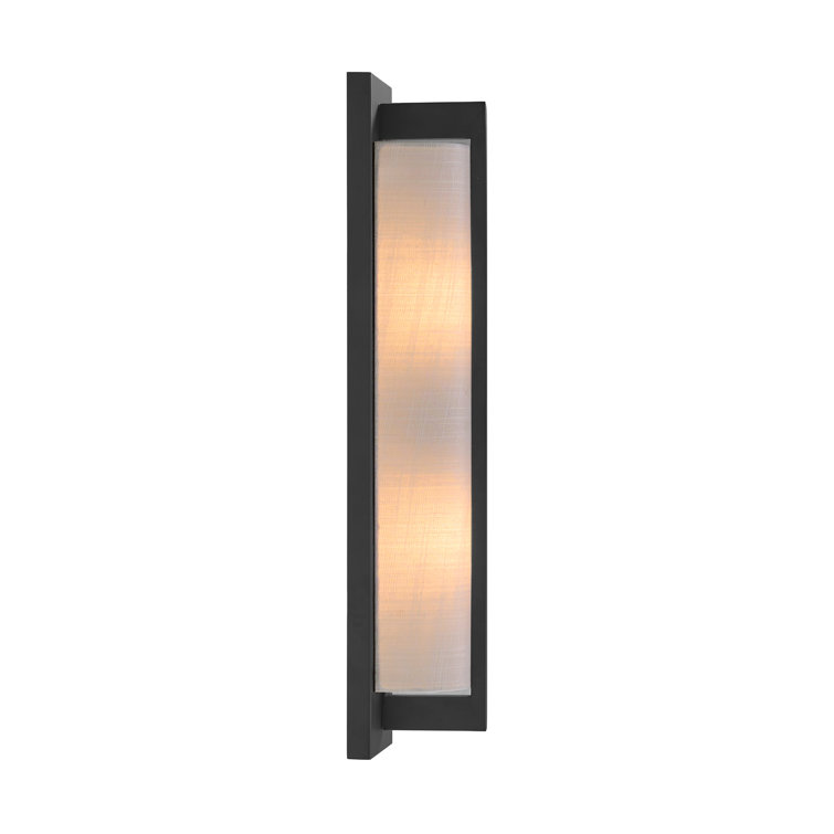 Matte Black and White Fabric 2-Light Dimmable Sconce