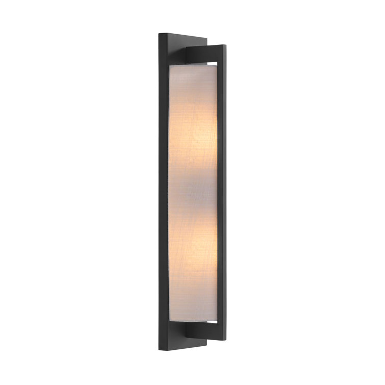 Matte Black and White Fabric 2-Light Dimmable Sconce