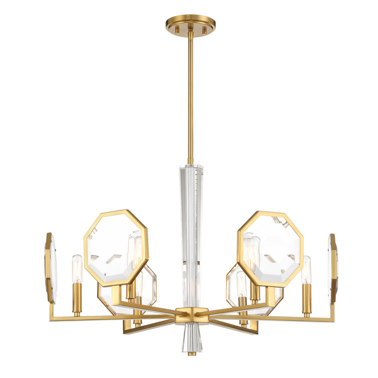 Leighton Warm Brass and Crystal 6-Light Chandelier
