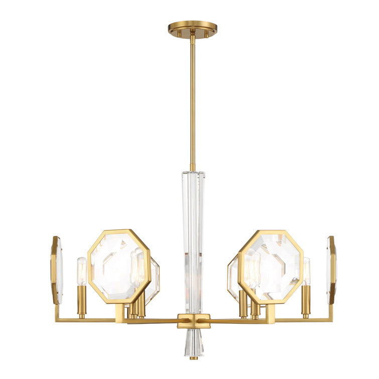 Leighton Warm Brass and Crystal 6-Light Chandelier