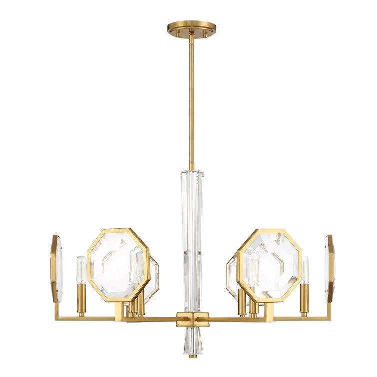 Leighton Warm Brass and Crystal 6-Light Chandelier